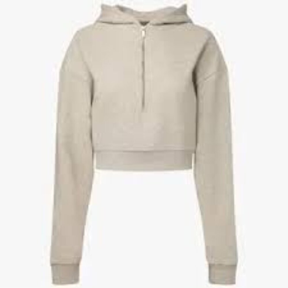 38-NWT WEWOREWHAT LIGHT HEATHER GRAY CROPPED HOODIE - Picture 4 of 4